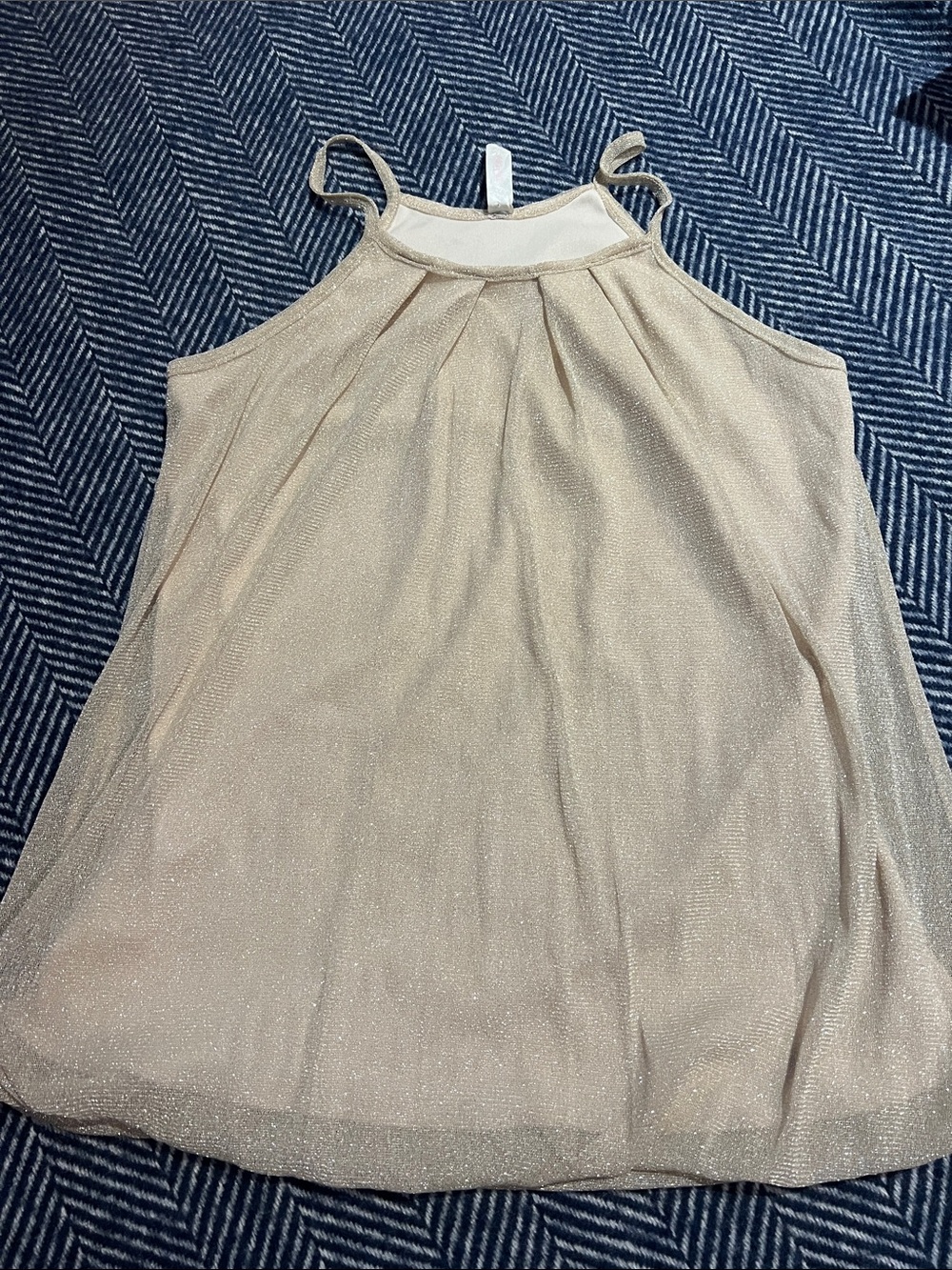 Popsy Gold Shimmer Pleated Cami Top Size M Made in USA